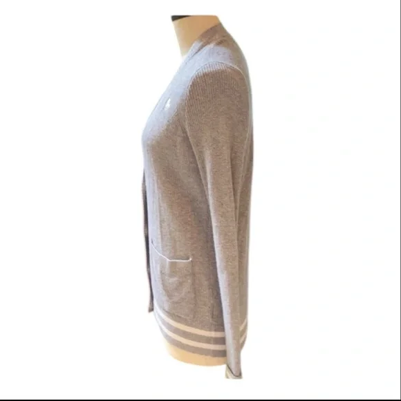 Abercrombie & Fitch Grey & White Varsity Coastal grandma cardigan - Picture 5 of 8
